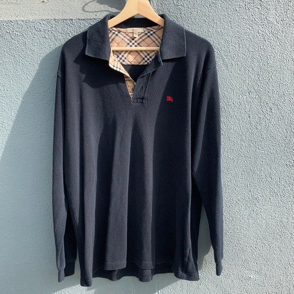 Burberry Other - Genuine Burberry Long Sleeve Oxford Polo Shirt Novacheck front trim L